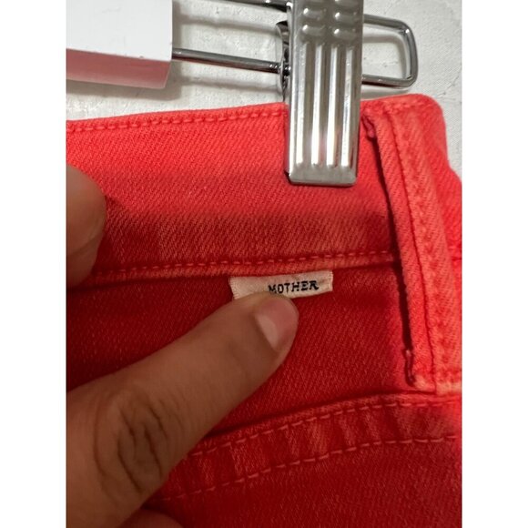 NEW Mother Red The Swooner Rascal Ankle Fray Jeans in Flame Scarlett Size 27 - Picture 6 of 8